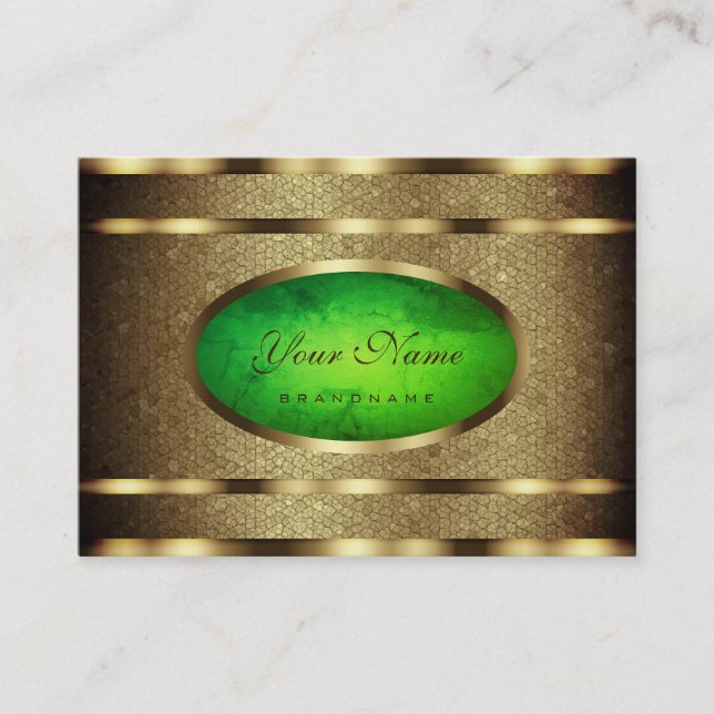 Carte De Visite Motif de serpent doré clinquant en marbre vert (Devant)