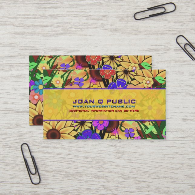 Carte De Visite Motif de tissage floral (Devant/Arrière en situation)