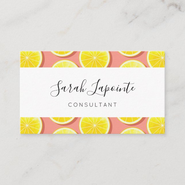 Carte De Visite Motif de tranches de citron d'été (Devant)