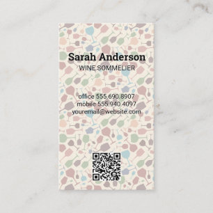 Carte De Visite Motif de verres à vin Code d'analyse QR