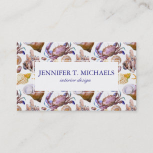Carte De Visite Motif de vie marine d'aquarelle