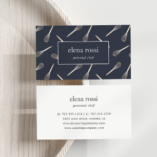 Carte De Visite Motif de Whisk Marine & Gold   Boulangerie de cuis