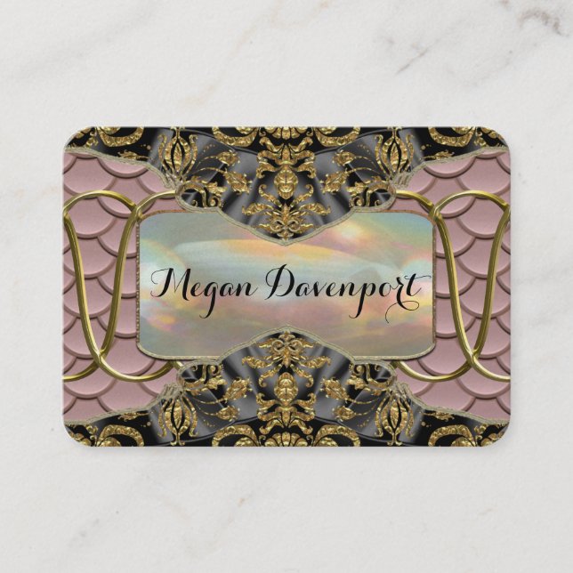 Carte De Visite Motif d'élégance d'échelle de quartz rose (Devant)