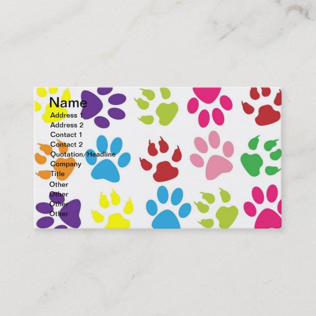 Carte De Visite Motif d'empreinte de patte d'animaux familiers (Devant)