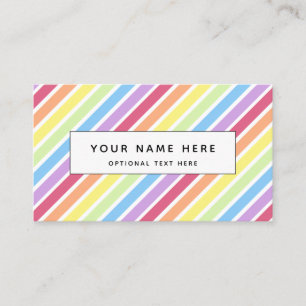 Carte De Visite Motif diagonal Pastel Stripes Arc-en-ciel
