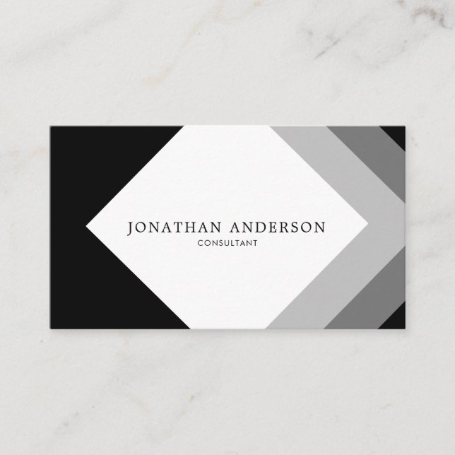 Carte De Visite Motif diamant noir et gris simple moderne (Devant)