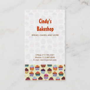 Carte De Visite Motif d'illustration de cupcakes colorés
