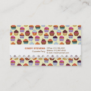 Carte De Visite Motif d'illustration de cupcakes colorés