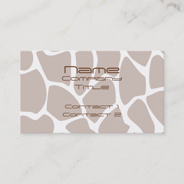 Carte De Visite Motif d'impression de girafe en Brown (Devant)