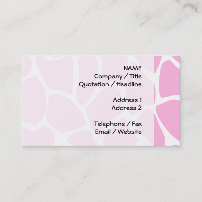 Carte De Visite Motif d'impression de girafe en rose de bonbons. (Devant)