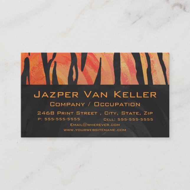 Carte De Visite Motif d'impression monogramme Tiger chaud orange e (Devant)