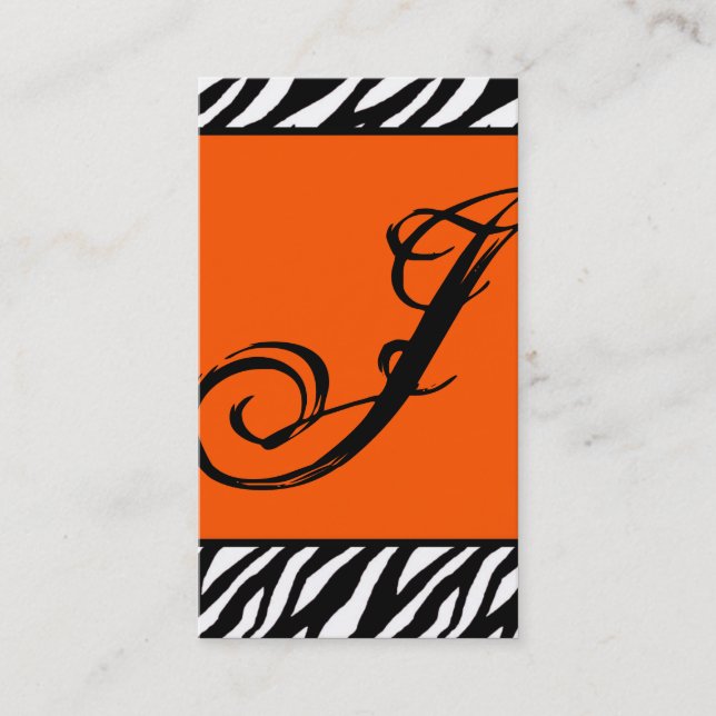 Carte de visite Motif d'impression Orange Zebra (Devant)