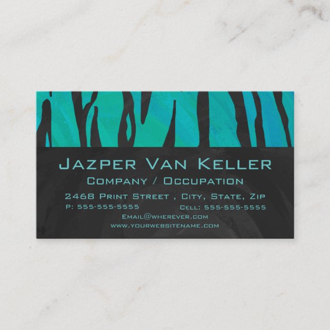 Carte De Visite Motif d'impression Turquoise et noir de tigre de m (Devant)