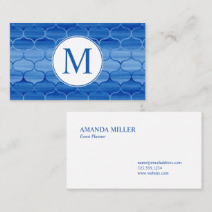 Carte De Visite Motif d'oignon couleur bleu chic avec Monogramme