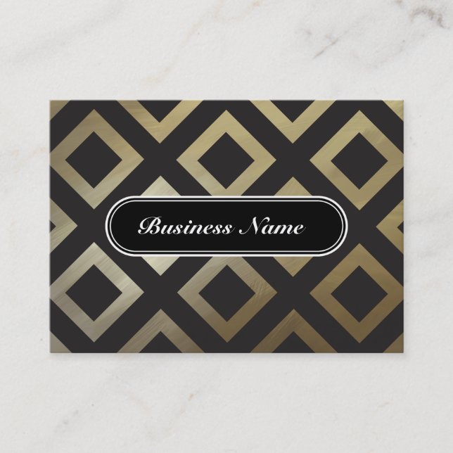 Carte De Visite Motif d'or élégant de carré de graphique (Devant)