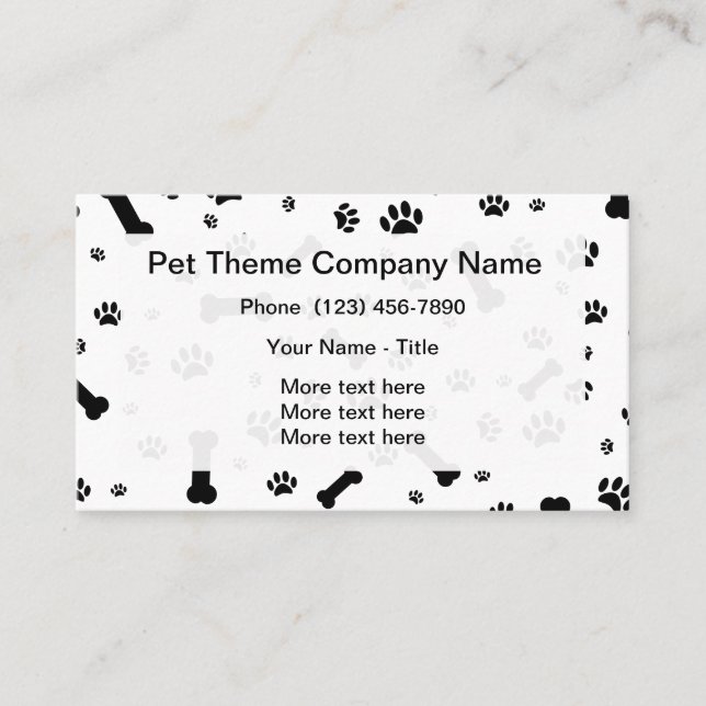Carte De Visite Motif Empreinte de patte du service pour animaux d (Devant)
