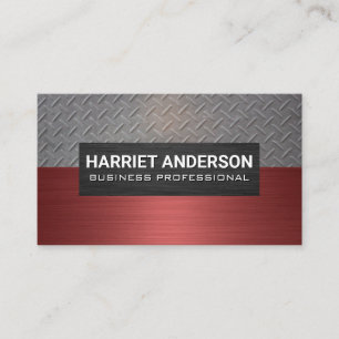 Carte De Visite Motif en acier Métal rouge brossé