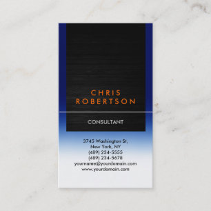 Carte de visite Motif en bois bleu orange vertical