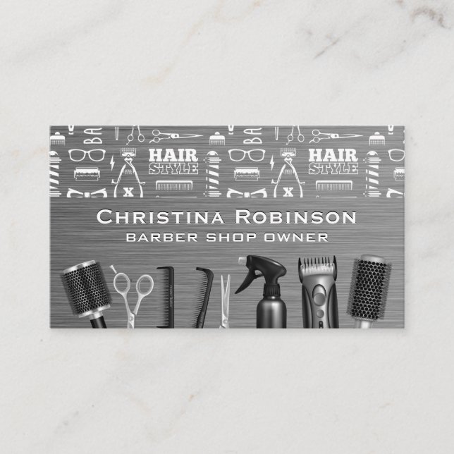 Carte De Visite Motif en coiffure et outils pour cheveux (Devant)