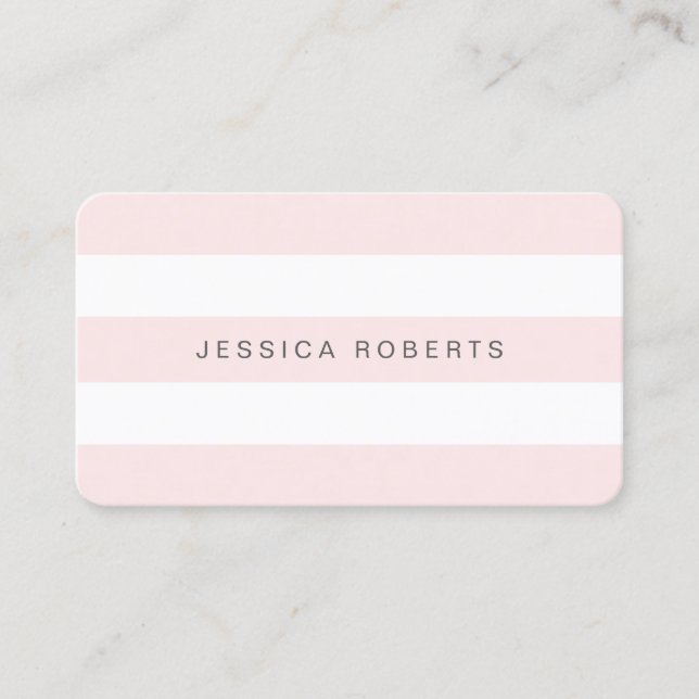 Carte De Visite Motif en rayures simples blanches et roses (Devant)