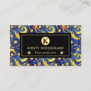 Carte De Visite Motif en verre de mosaïque jaune et bleu étoile