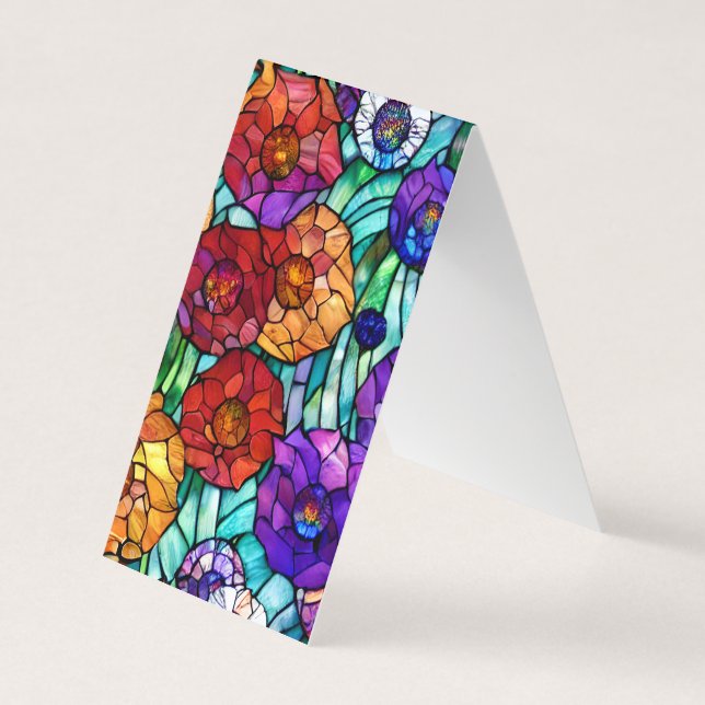 Carte De Visite Motif en verre tendu Grand Fleurs (Devant)