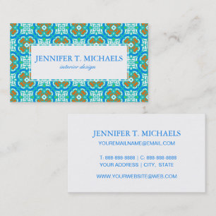Carte De Visite Motif ethnique turquoise