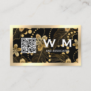Carte De Visite Motif Feuille d'or   Code QR