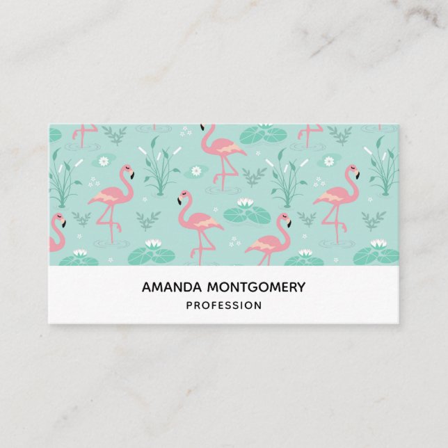 Carte De Visite Motif Flamants roses rose Pastel (Devant)