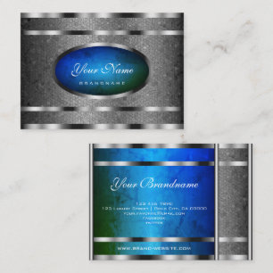 Carte De Visite Motif flashy Silver avec marbre bleu vert