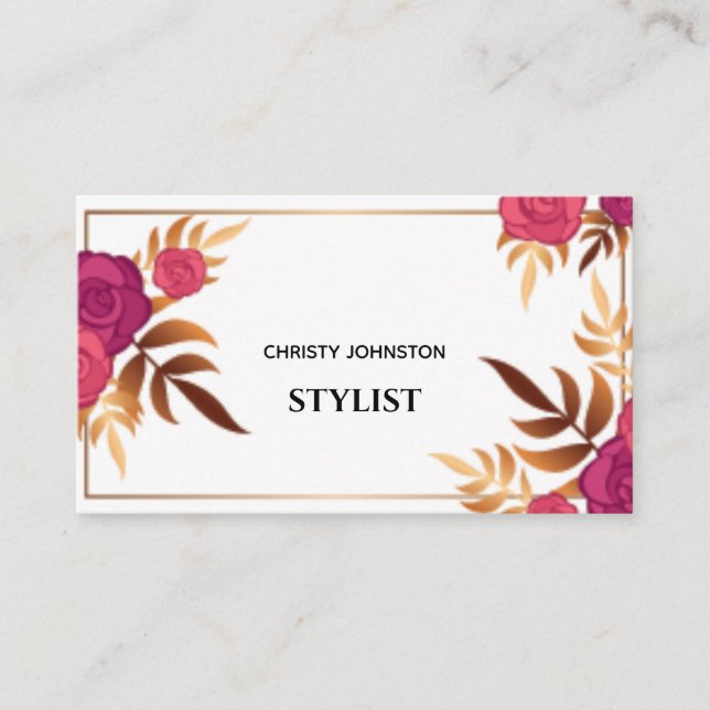 Carte De Visite Motif floral aquarelle moderne unique tendance (Devant)