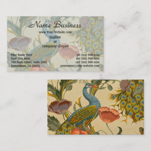 Carte De Visite Motif floral Art nouveau vintage avec paon et pavo