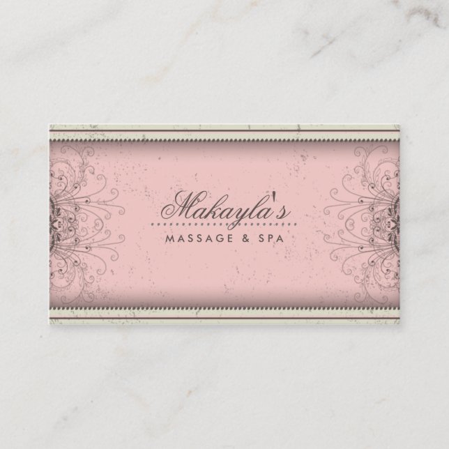 Carte De Visite Motif Floral Damask Élégant Moderne Classé Rétro (Devant)