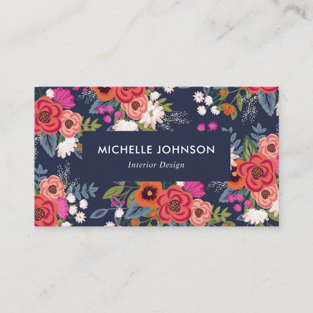 Carte De Visite Motif floral de Boho dynamique (Devant)