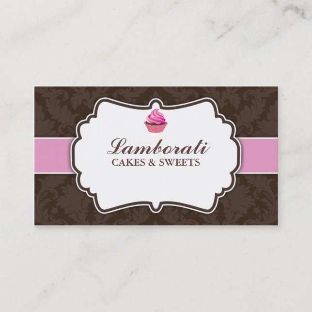 Carte De Visite Motif floral de damassé élégante de boulangerie de (Devant)