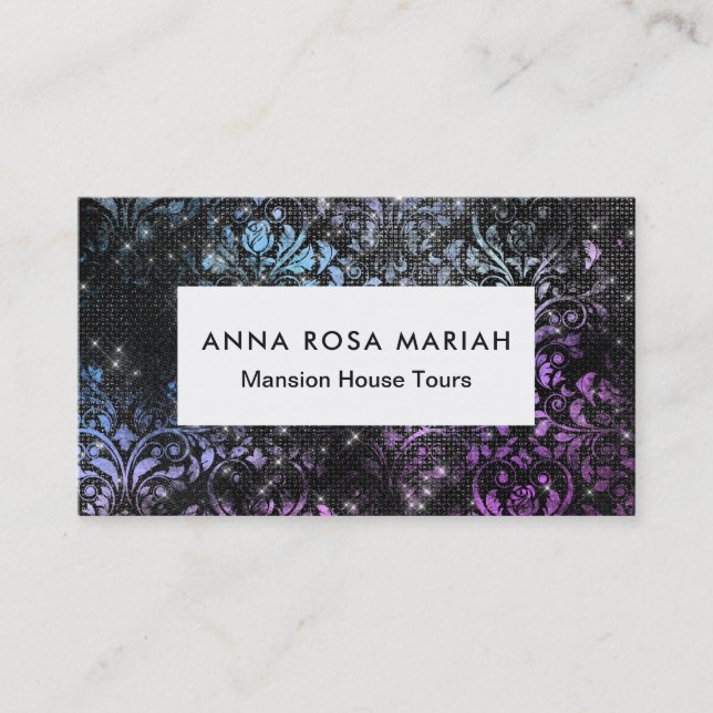 Carte De Visite *~* Motif Floral moderne Parties scintillant Paste (Devant)