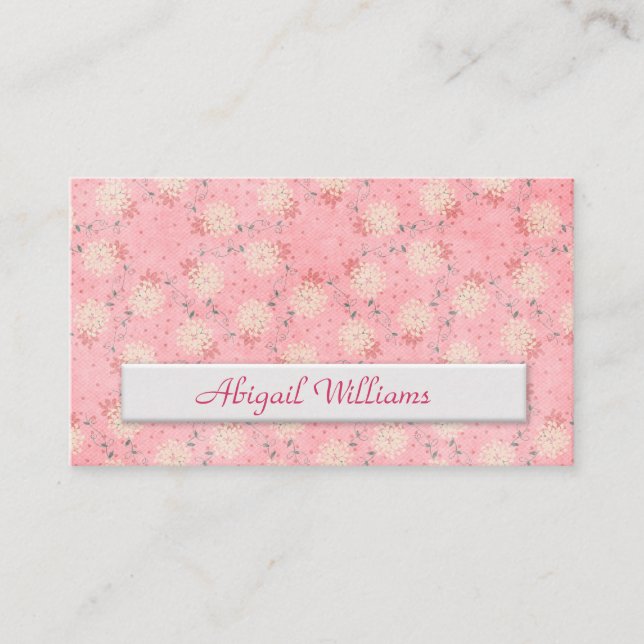 Carte De Visite motif floral rose avec espace de copie (Devant)