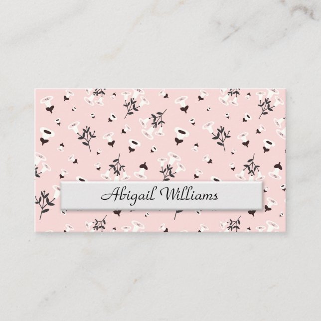 Carte De Visite Motif floral rose et noir (Devant)