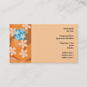 Carte De Visite Motif floral tropical. Bleu et orange