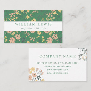 Carte De Visite Motif floral vert Boho moderne