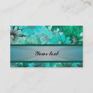 Carte De Visite Motif floral vert turquoise