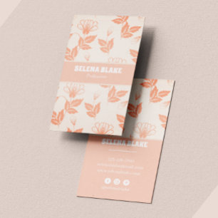 Carte De Visite Motif Floral Vertical Moderne - Élégance rose Douc