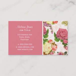 Carte De Visite Motif floral vintage de roses roses