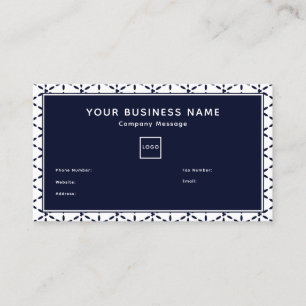 Carte De Visite Motif géométrique bleu marine sur fond blanc