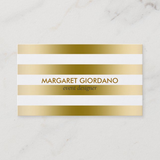 Carte De Visite Motif géométrique des bandes d'or monogramme (Devant)