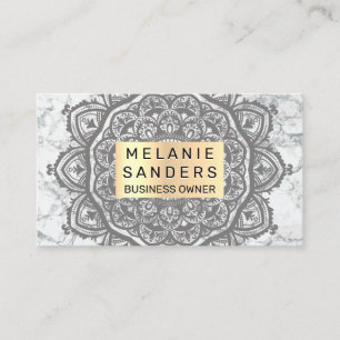 Carte De Visite Motif géométrique   MARBRE BLANC   Mandala