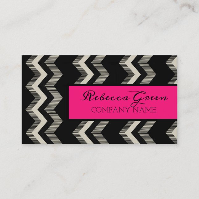 Carte De Visite Motif géométrique Mode rose noir blanc Chevron (Devant)