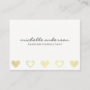Carte De Visite Motif Gold Hearts Gris blanc