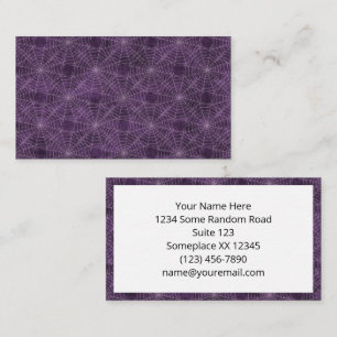Carte De Visite Motif gothique en toile d'araignée violet et argen