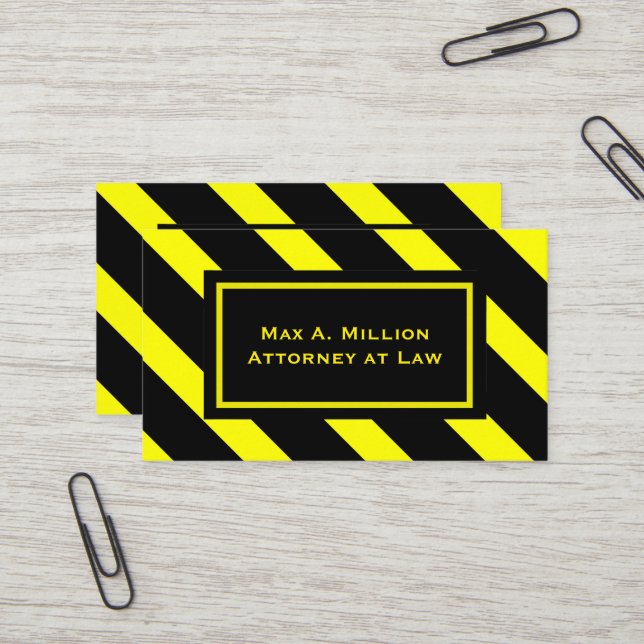Carte De Visite Motif Gras Jaune et Noir Diagonal (Devant/Arrière en situation)